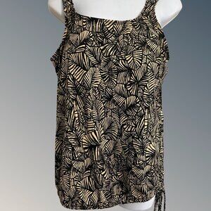 Topanga T.H.E. Blouson high neck side tie tankini top sz 18 Modest Swim Top